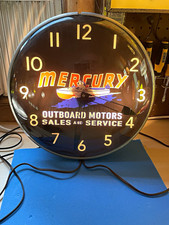 Mercury Outboard Motors Sales & Service Lighted Wall Clock Black/Silver picture