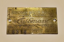 Antique Cushman Motor Works Lincoln, Nebraska Brass Nameplate circa 1910's picture