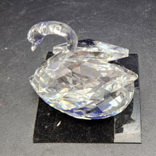 Vintage Swarovski Style Fine Crystal Swan Figurine Clear Faceted 2