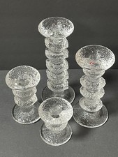 IITALA By Timo Sarpaneva Set Of 4 Festivo Ringed Art Glass Candlesticks Signed picture