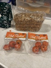 VTG Miniature Paper Pumpkins & Straw Bale Decor Set CUTE picture