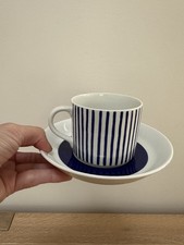 Vintage Rorstrand Sweden Kadett Blue Stripe Cup and Saucer by Hertha Bengtsson picture