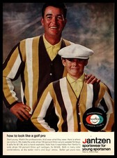 1962 Jantzen Striped Cardigan Sweaters Father & Son Newsboy Hat Vintage Print Ad picture