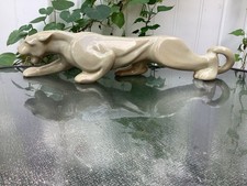 Stunning Haeger 23.5” Vintage Ceramic Walking Panther Display Piece Glossy Beige picture