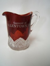 Allentown PA Ruby Flash Glass Souvenir Pitcher EAPG 4