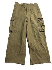 Vtg 1955 Rare Sz MEN 35X27 French MILITARY M47 FIELD Stenciled GREEN HBT Pants picture