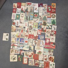 Vintage 100 Cute Christmas Holiday Greeting Cards Lot 40s-60 Ephemera Used Santa picture