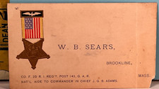 Antique GAR Grand Army of the Republic W.B. Sears Brookline, Mass calling card. picture
