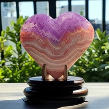Mexican Amethyst Crazy Lace Agate Heart Palm Stone Healing Decor Energy Gift picture
