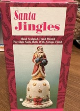 Santa Jingles Hand Sculpted Hand Painted Porcelain Santa Bell With Box picture