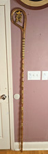 Vintage 6FT Bishop Crosier Pastoral Staff Alpha Omega Detachable Brass Sections picture