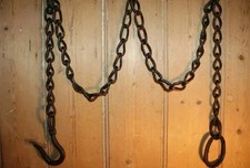Hook Antique Wrought Iron Hook & Ring on Long Chain Beam 72 '' picture