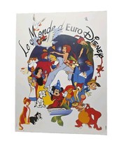 Vtg 1992 Euro Disney Poster Le Monde d'Euro Disney Mickey Ariel Montage 32 X 24 picture