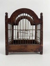 Vintage Wood Wire Bird Cage Arched Top Spring Door Primitive Rustic Folk Decor picture