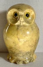 Vintage Italy Alabaster Owl Figurine Hand Carved Italian Stone Bird picture