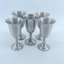 Vintage Mid-Century MCM Leonard aluminum pewter barware drinkware goblet set picture