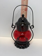 REDUCED PRICE Beautiful Red Glass Onion Globe Hanging Candle Lantern picture