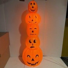 Vintage 90s Blow Mold Pumpkin Totem Halloween - 1994 Union Don Featherstone 34” picture