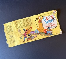 Vintage 1960s Disney Heinz Happy Soup PLUTO CHICKEN NOODLE Yellow Food Can Label picture