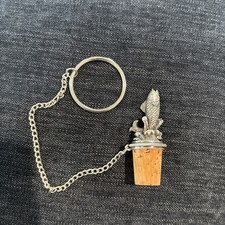 Vintage WTU Pewter Trout Fish Bottle Stopper With Chain & Ring  picture