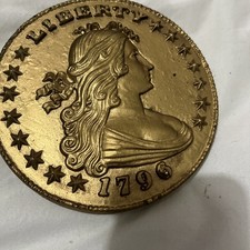1796 Draped Bust Burwood Coin Plaque Wall Art gold tone 6.5’ diameter picture