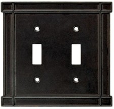 Arts & Crafts Double Switch Wall Plate - Soft Iron picture