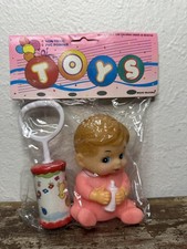 Vintage 1970s Vinyl Squeaky Baby Toy with Rattle NEW picture