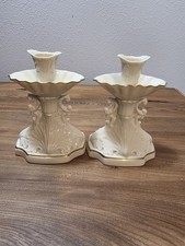 Vintage LENOX, Ivory Bone China Candle Holders, Pair,