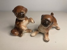 Bulldog Salt and Pepper Shakers Brown Vintage VTG Japan picture