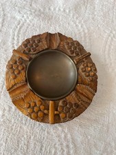 VINTAGE Black Forest Style Hand-Carved Wood Ashtray picture