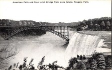 American Falls and Steel Arch Bridge Luna Island Niagara Falls Postcard picture