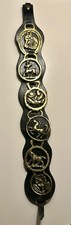 Vintage Horse Brass Medallions 6 with Leather Martingale Strap English  picture