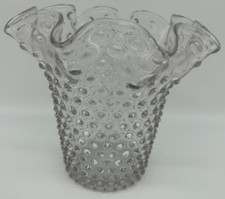 Duncan & Miller Crystal Glass Vase~Hobnail~Ruffled Edge~Clear picture