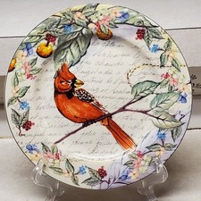 American Atelier at Home Morning Song Cardinal Bird 8 in Salad Dessert Plate picture