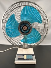 Rare Vintage FEDMART Oscillating Blue Fan 3 Speed Tilt Head JAPAN 20x14