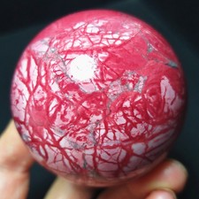 RARE 241.6g Natural Polished Peach Blossom Agate Crystal Ball Healing B1713 picture