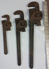 TRIMO (3) Nos. 10, 14, 18 Trimont Mfg. Co Vintage Adjustable Pipe Wrenches Lot picture