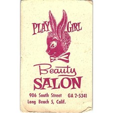 Play Girl Beauty Salon Long Beach CA Vintage Business Card SC8-B1 picture