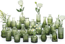 Bud Vase Set , Green Bud Vases in Bulk, Small Flower Vases for Centerpieces picture