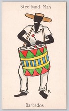 Vintage Barbados Steelband Man Postcard - Caribbean Drummer Art picture