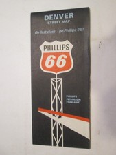 Phillips 66 Gas Oil Road Map of Denver 1965 picture
