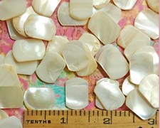 10 Vintage Rectangle Mother of Pearl Flat Cabochon Pieces ~ Approx 3/4
