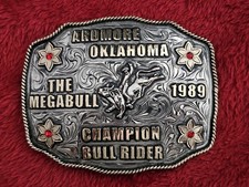 MegaBull Rodeo Bull Rider Champion☆TROPHY BUCKLE☆Ardmore Oklahoma☆1989☆RARE☆T57 picture