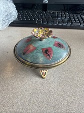 Vintage Hakuli Made In Israel brass Footed Trinket Dish dish With Lid MCM picture