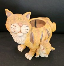 Vintage Resin Cat Planter With Kitten 80s/90s  6x8