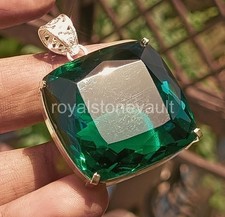 121 Ct Natural Green Emerald Cushion Shape 925 Silver Pendant IGL Loose Gem 6GHW picture