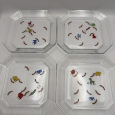 Rare Japan Toyo Sasaki Glass ‘ Animal Land ‘ Puzzle Plates~Set of 4 picture