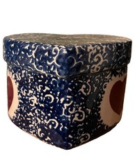 Vintage Blue- And White SpongeWare Trinket Box  picture