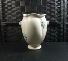 Antique Weller Pottery White Matte Double Handled Floral Bouquet Motif Vase 8