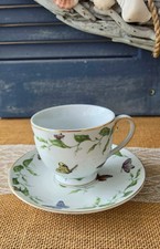 I. Godinger & Co. Butterfly Garden Footed Tea Cup & Saucer Set, Porcelain w/Gold picture
